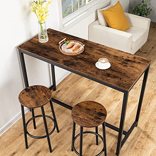 HYGRAD BUILT TO SURVIVE Set Of 2 Industrial Design Rustic Brown Round Wooden Bar Pub Kitchen Island Stools Chairs Seats Breakfast Bar Stools, Round Bar Chairs with Footrest, 24.4Inch Height