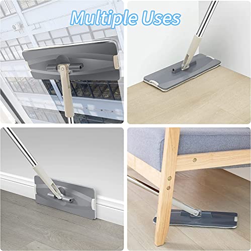 Floor Mop and Bucket Set − Easy Squeeze Mop Bucket, Flat Mop Compact & Lightweight Cleaning System with 360 Rotating Head for All Floors Types. Microfibre Reusable Wet and Dry Mop