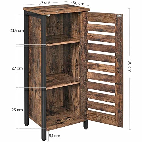 Industrial Style Wood/Steel Nightstand Bedside End Table Bathroom Cabinet With Shutter Door Sofa Side Table, Industrial Bedside End Table with Storage Drawer for Home Bedroom Living Room