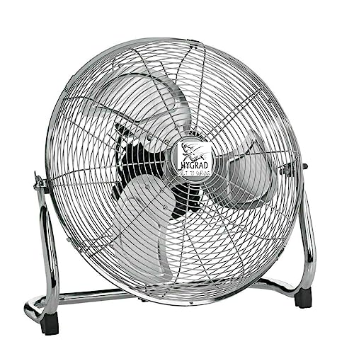 HYGRAD BUILT TO SURVIVE 18" Inches 3 Speed 100W Metal Silver Chrome Free Standing Portable Floor Oscillating Tilt Air Cooling Fan With Carry Handle For Home Office