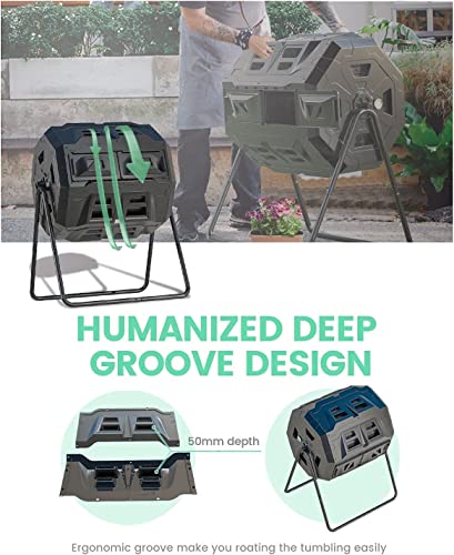 160L Dual Heavy Duty Outdoor Compost Tumbler Bin Composter Organic Homemade Fertilizer