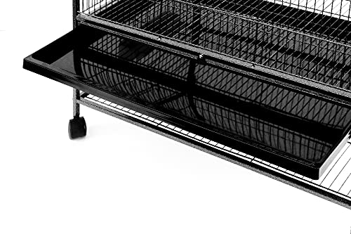 Large 132cm 2 Tiers Flight Cage Stand Wheels Rolling Portable Metal Bird Cage Wheels & Tray For Parrot for Cockatiels Quaker Sun Parakeets Green Cheek Conures Cockatoo Parrot Budgies Canary Budgie