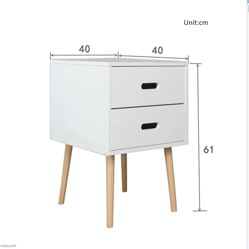 HYGRAD BUILT TO SURVIVE Nightstand Retro White Wooden Bedroom Bedside Table Cabinet Storage With 2 Drawers