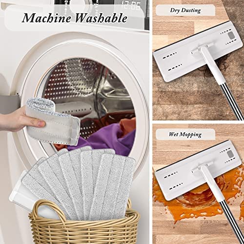 Floor Mop and Bucket Set − Easy Squeeze Mop Bucket, Flat Mop Compact & Lightweight Cleaning System with 360 Rotating Head for All Floors Types. Microfibre Reusable Wet and Dry Mop