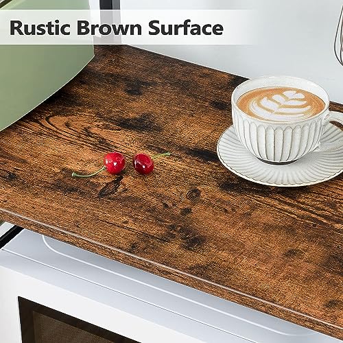 HYGRAD BUILT TO SURVIVE 4 Tier Industrial Look Wooden Multipurpose Kitchen Home Storage Rack Table Shelf With Hooks & Basket