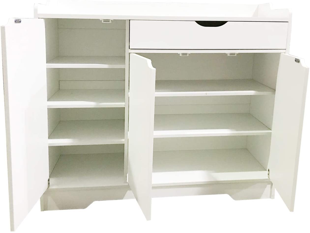 White Shoe Storage Cabinet Unit Cupboard Hallway Furniture Living Room Shoe Rack HYGRAD®