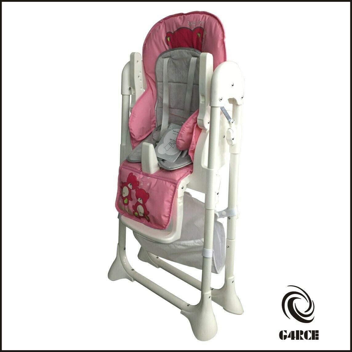 G4RCE Foldable 3 in 1 Baby Toddler Child Kids Infant Highchair Feeding Recliner Adjustable Seat Chair in Pink & Blue