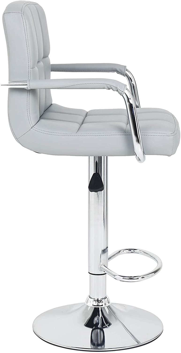 HYGRAD BUILT TO SURVIVE 2 x PU Leather Breakfast Lounge Bar Kitchen Pub Rolling Swivel Chair Stool Seat In Grey Colour