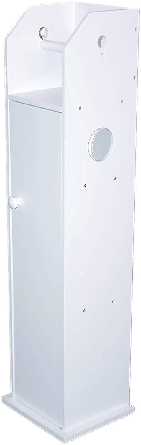 HYGRAD BUILT TO SURVIVE White Wooden Free Floor Standing Toilet Roll Tissue Paper Cabinet Bathroom Organiser Storage Cupboard