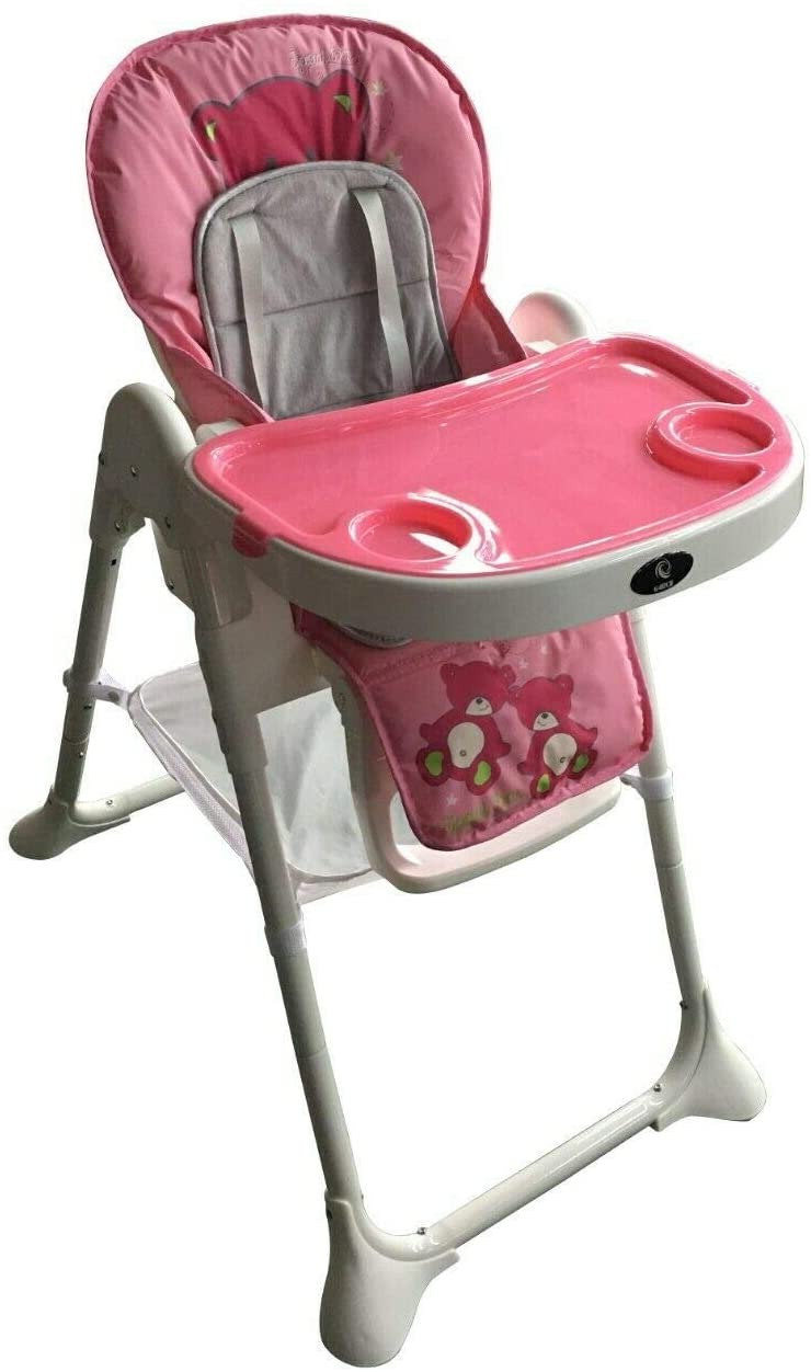 G4RCE Foldable 3 in 1 Baby Toddler Child Kids Infant Highchair Feeding Recliner Adjustable Seat Chair in Pink & Blue