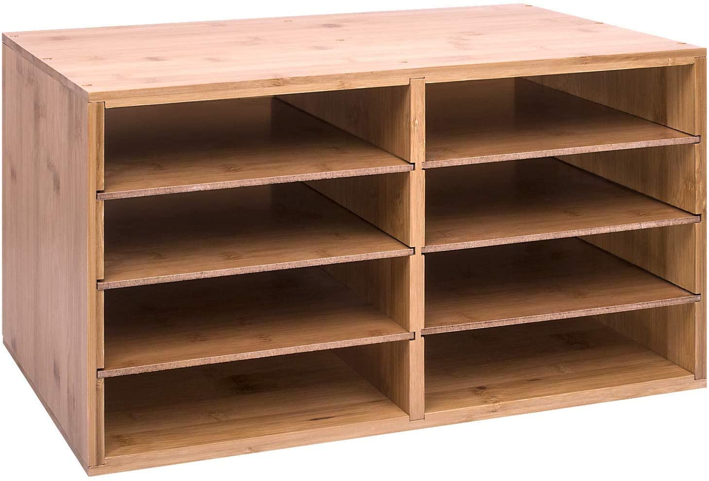 File A4 Paper Hygrad Large Bamboo Desktop File Sorter A4 Document Desk Tidy Organisers Storage 8 Compartments, 49 x 31 x 25cm