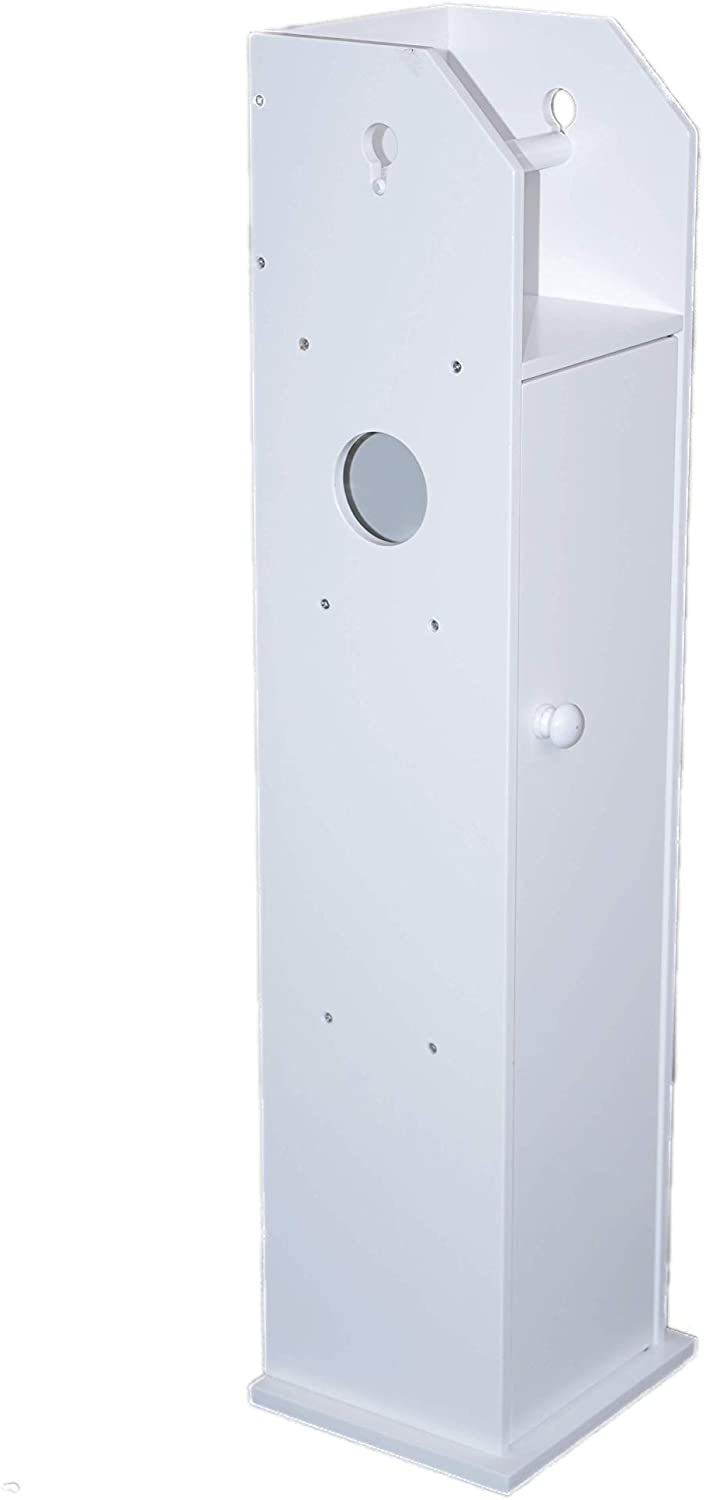 HYGRAD BUILT TO SURVIVE White Wooden Free Floor Standing Toilet Roll Tissue Paper Cabinet Bathroom Organiser Storage Cupboard
