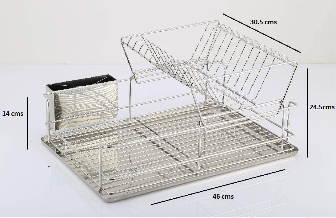 Dish Drying Rack Over The Sink Drainer On Counter with Utensil Silverware Storage Holder, Rustproof Stainless Steel
