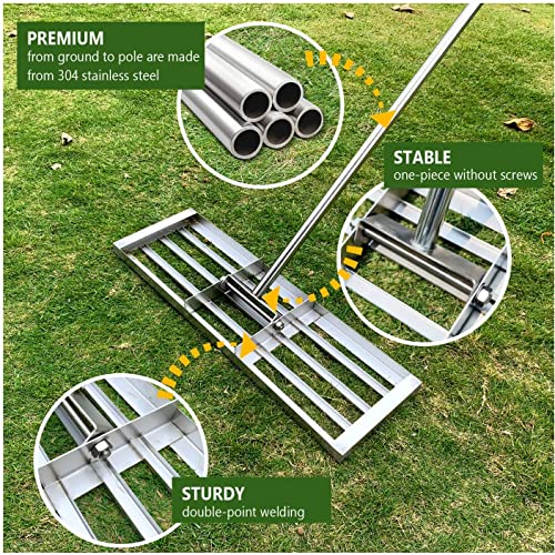 Manual Steel Top Soil Grass Compost Spreader Rake Tool Shaker Lawn Levelling Garden Backyard