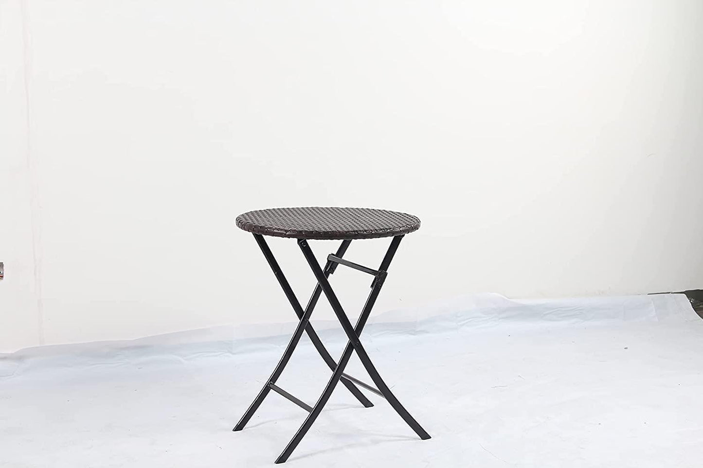 3 Pieces Rattan Wicker Bistro Patio Garden Outdoor Round Folding Table & Chair Set In 2 Colours