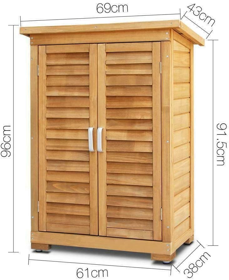 All Weather Portable Wooden Outdoor Garden Cabinet Shed Shelf Cupboard Storage For Tools Toys