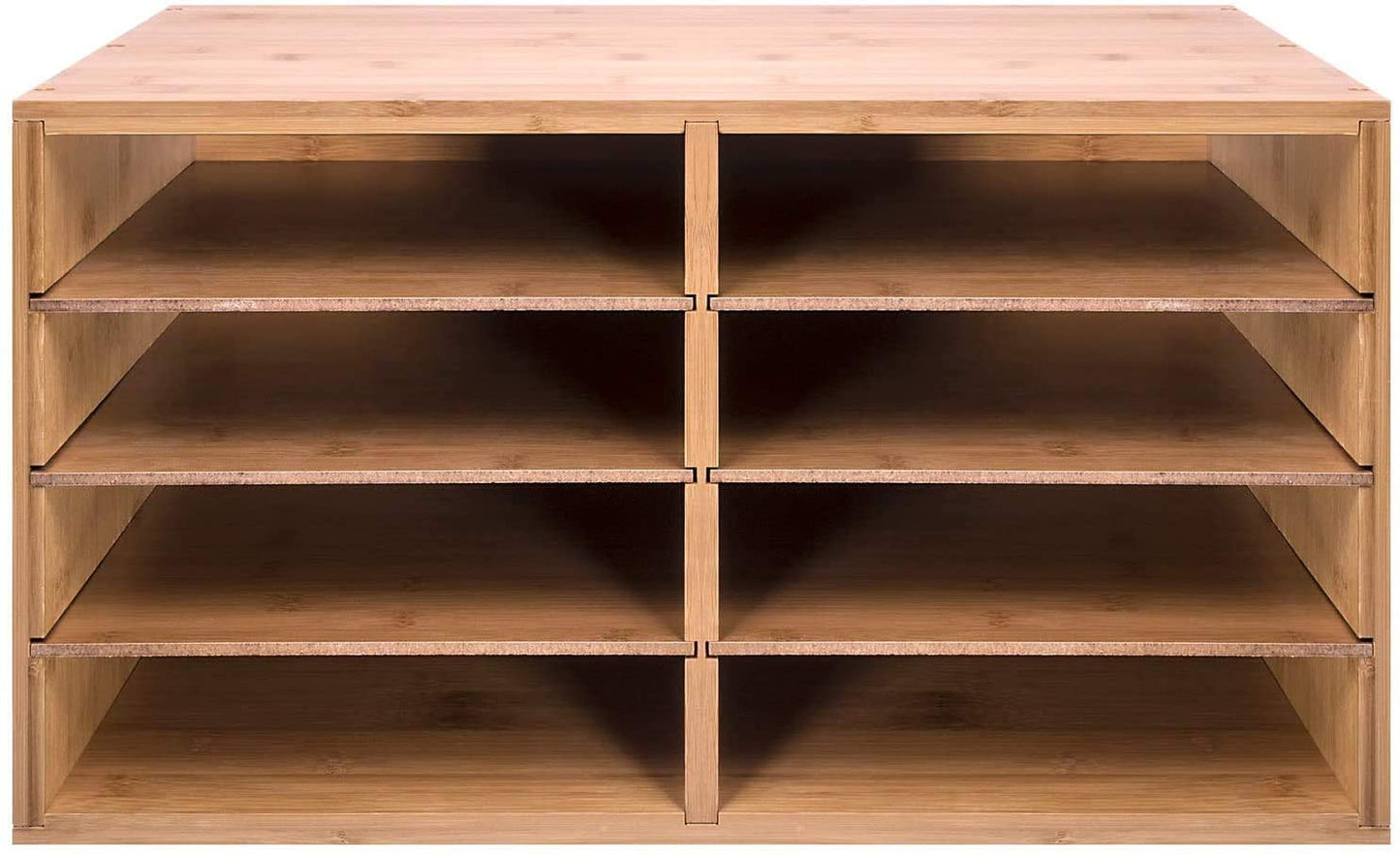 File A4 Paper Hygrad Large Bamboo Desktop File Sorter A4 Document Desk Tidy Organisers Storage 8 Compartments, 49 x 31 x 25cm