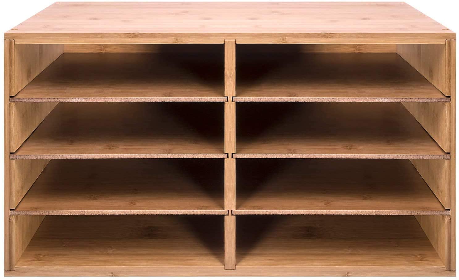 File A4 Paper Hygrad Large Bamboo Desktop File Sorter A4 Document Desk Tidy Organisers Storage 8 Compartments, 49 x 31 x 25cm