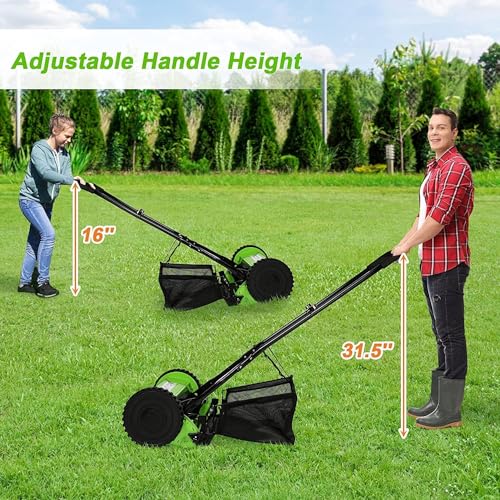 Hand Push Lawnmower - Manual Lawn-Mower With 30cm Cutting Width, 16L Grass Box, 4 Cutting Height Levels - Walk-Behind Lawn Mower For Small Gardens (30 cm Cutting Width)