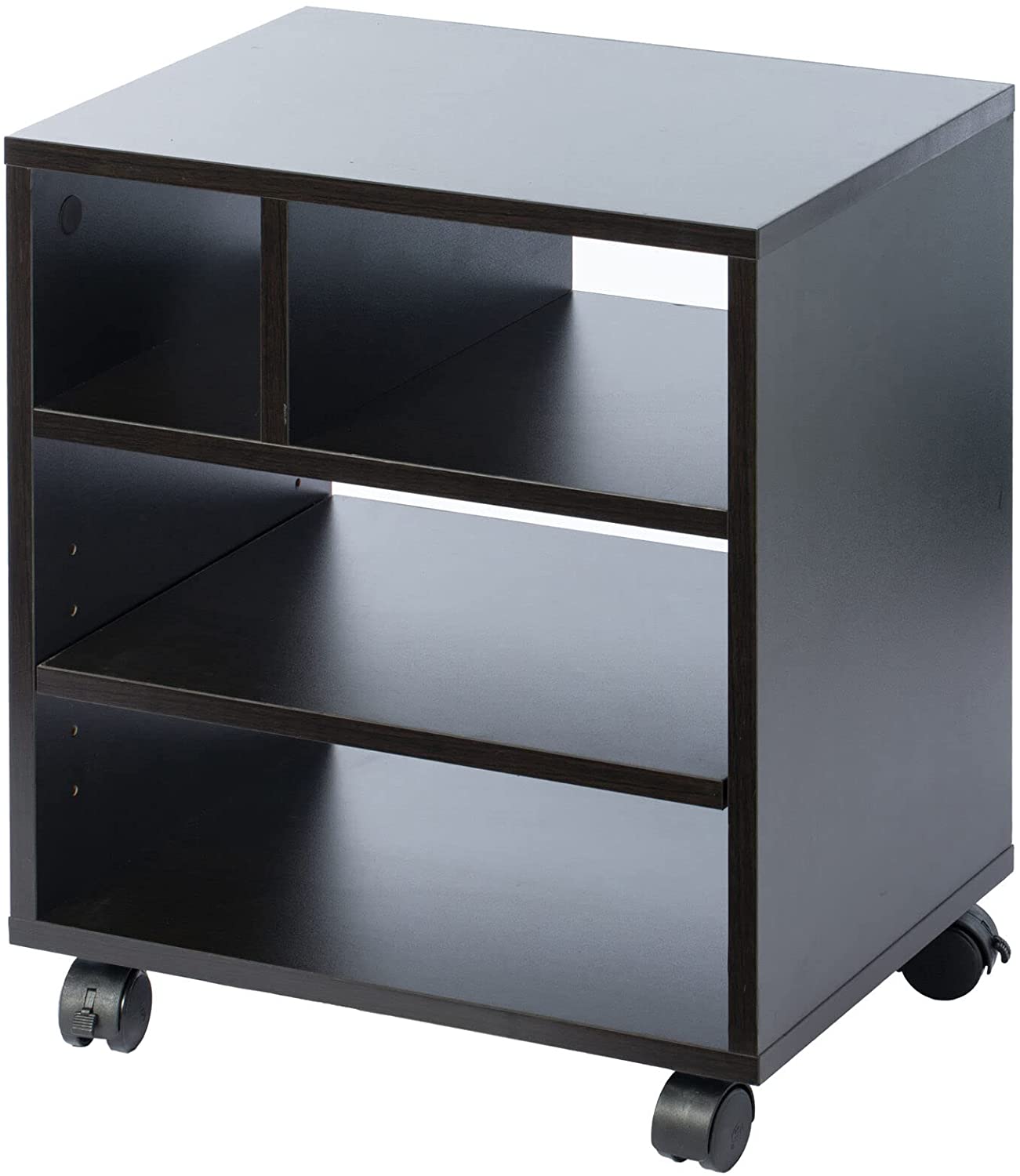 Black Portable Wooden Rolling Side End Corner Printer Table Desk For Home Office Study