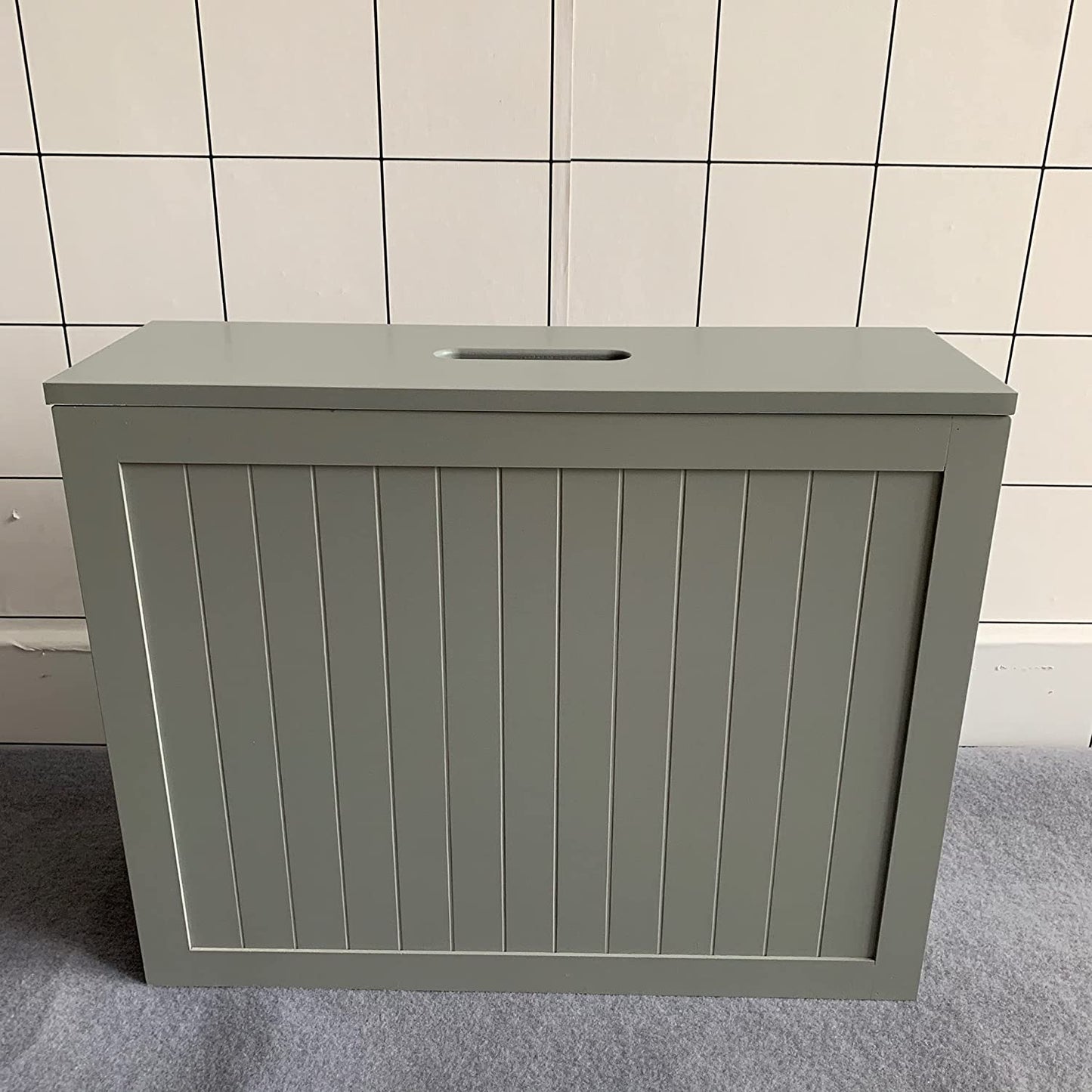 Large Grey Multi Purpose Slimline Free Standing Bamboo Wood Bathroom Toilet Roll Tissue Storage Cabinet Unit Shelf