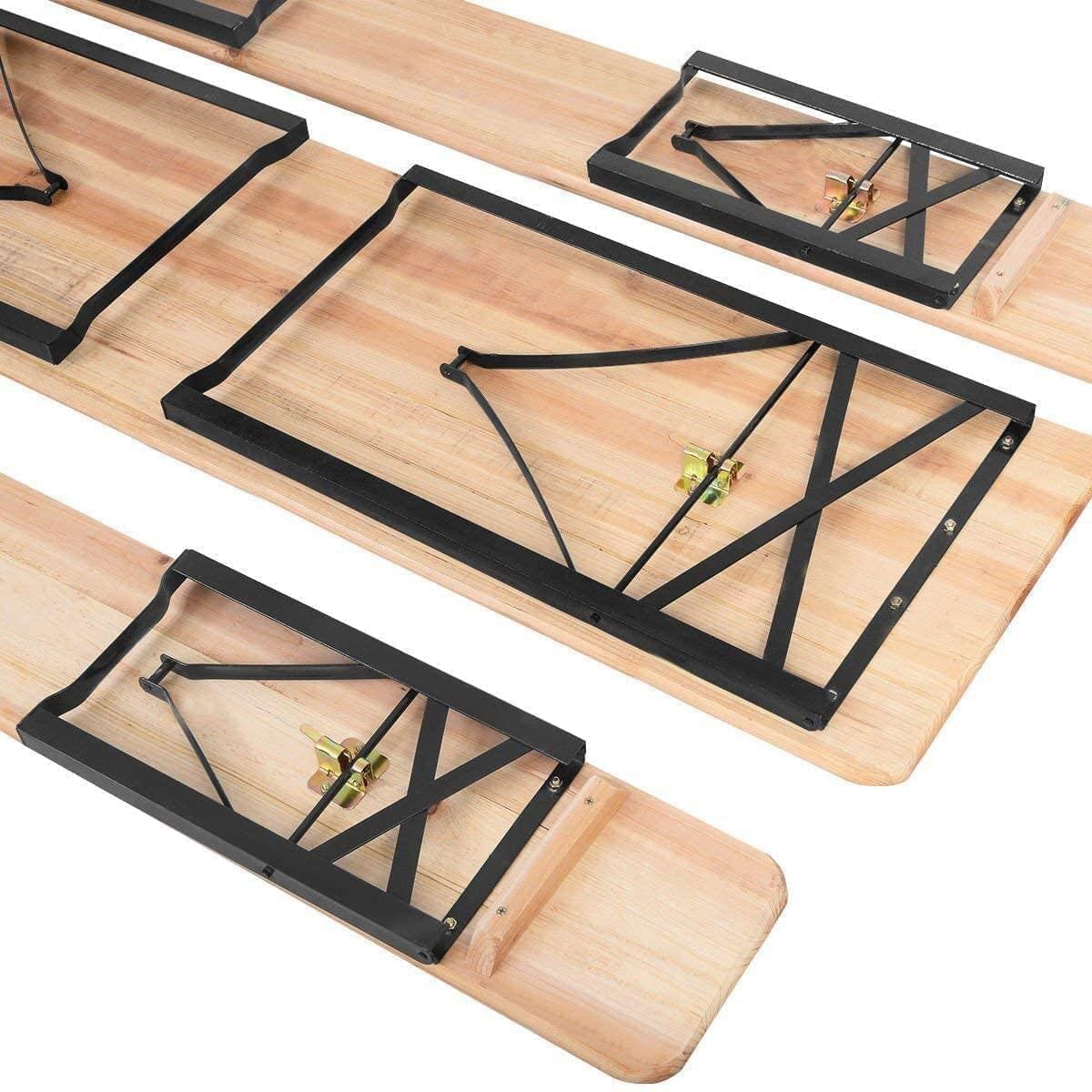 3 Pcs Portable Wooden Folding Picnic Beer Table Bench Trestle Patio Outdoor Garden Pub In 2 Sizes