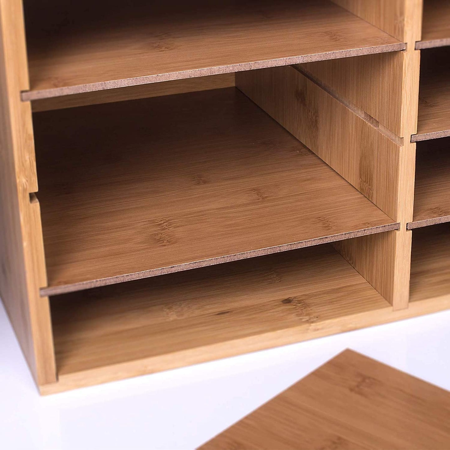 File A4 Paper Hygrad Large Bamboo Desktop File Sorter A4 Document Desk Tidy Organisers Storage 8 Compartments, 49 x 31 x 25cm