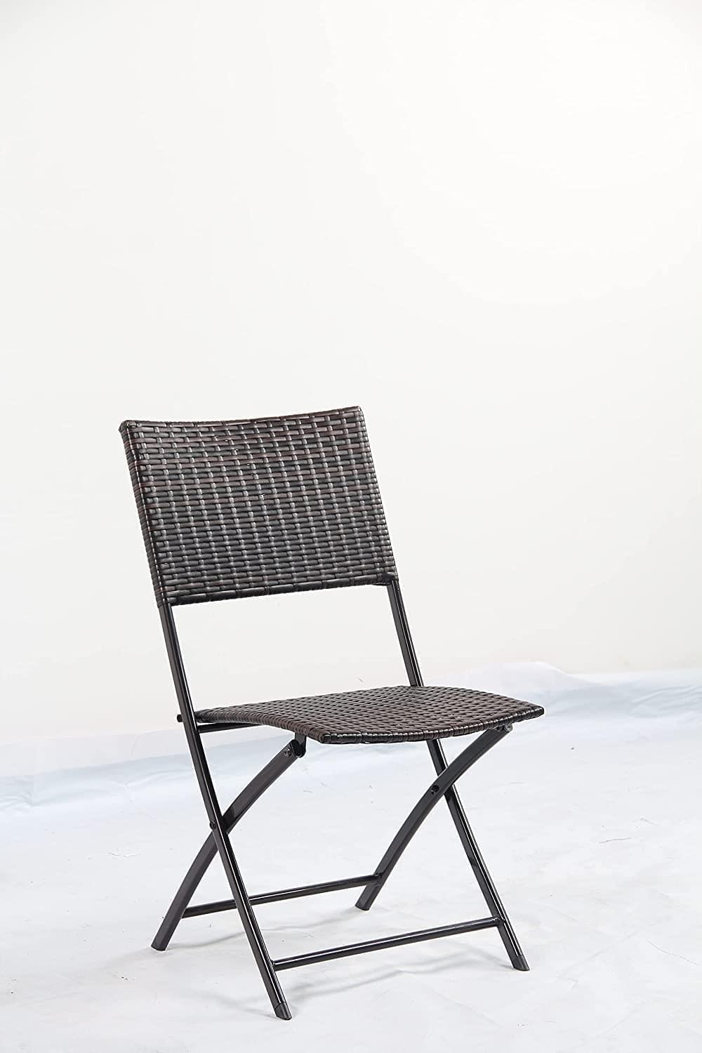 3 Pieces Rattan Wicker Bistro Patio Garden Outdoor Round Folding Table & Chair Set In 2 Colours