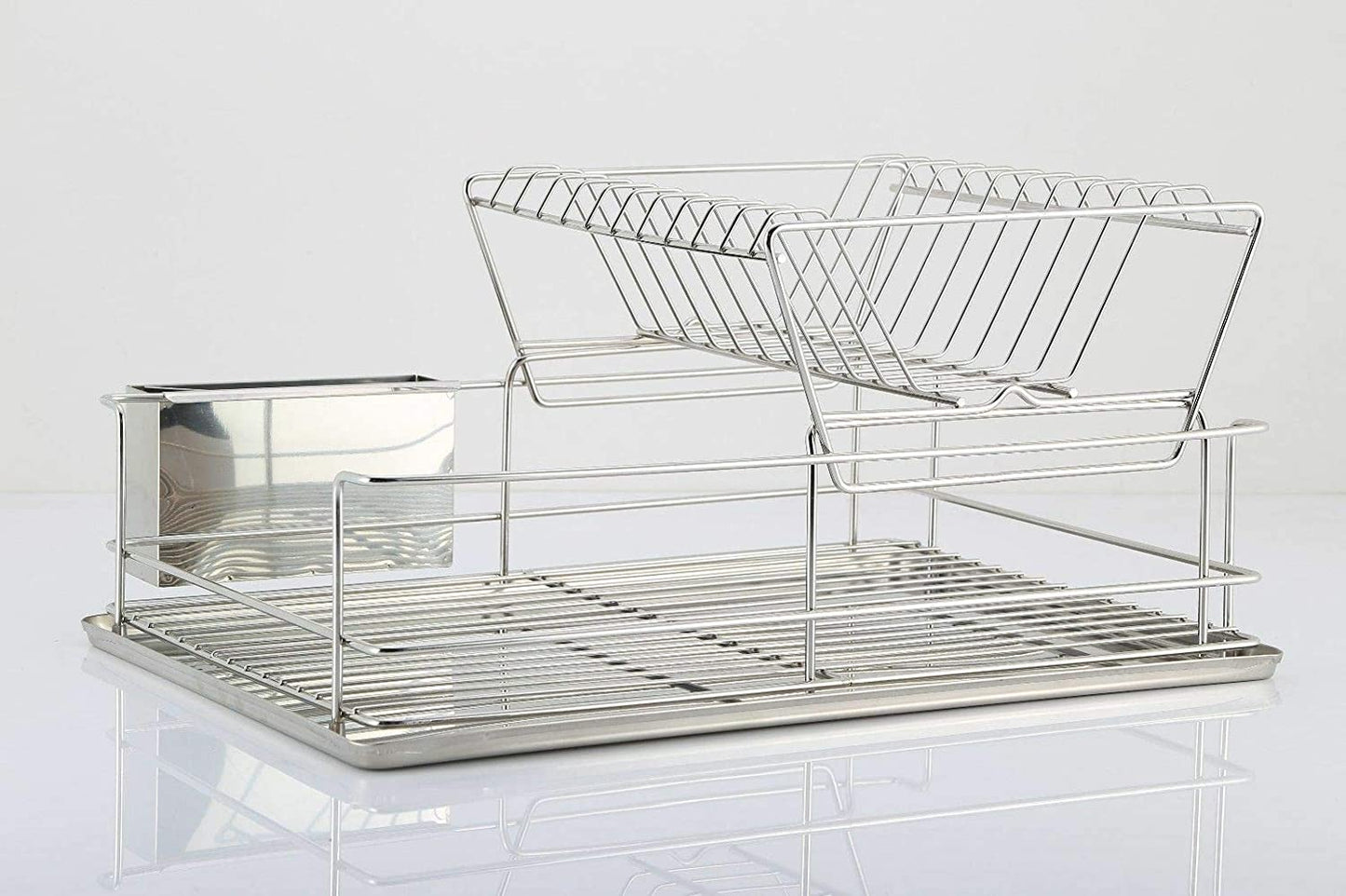 Dish Drying Rack Over The Sink Drainer On Counter with Utensil Silverware Storage Holder, Rustproof Stainless Steel