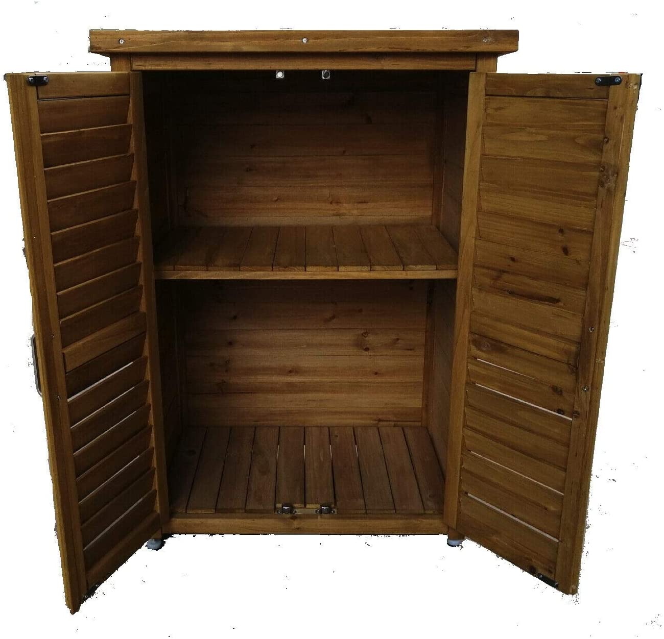 All Weather Portable Wooden Outdoor Garden Cabinet Shed Shelf Cupboard Storage For Tools Toys