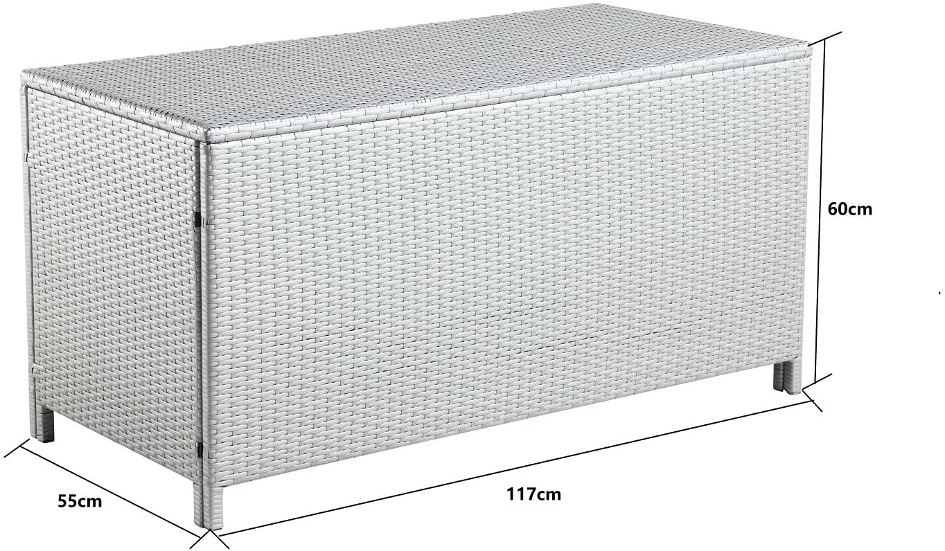 Large Poly Rattan Waterproof Outdoor Garden Deck Storage Organisation Solution Box Chest Ottoman