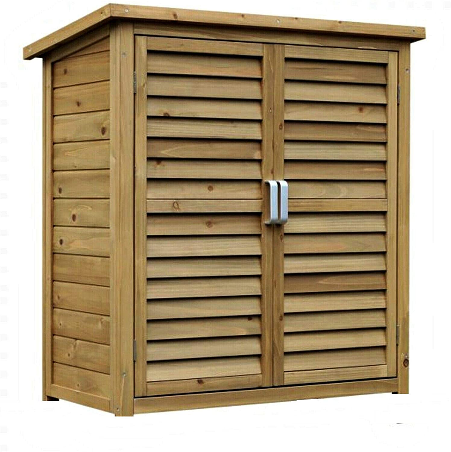 HYGRAD All Weather Wooden Outdoor Garden Lawn Cabinet Tool Shed Shelf Cupboard Storage In 2 Sizes (Large: 87 x 46.5 x 96cm)