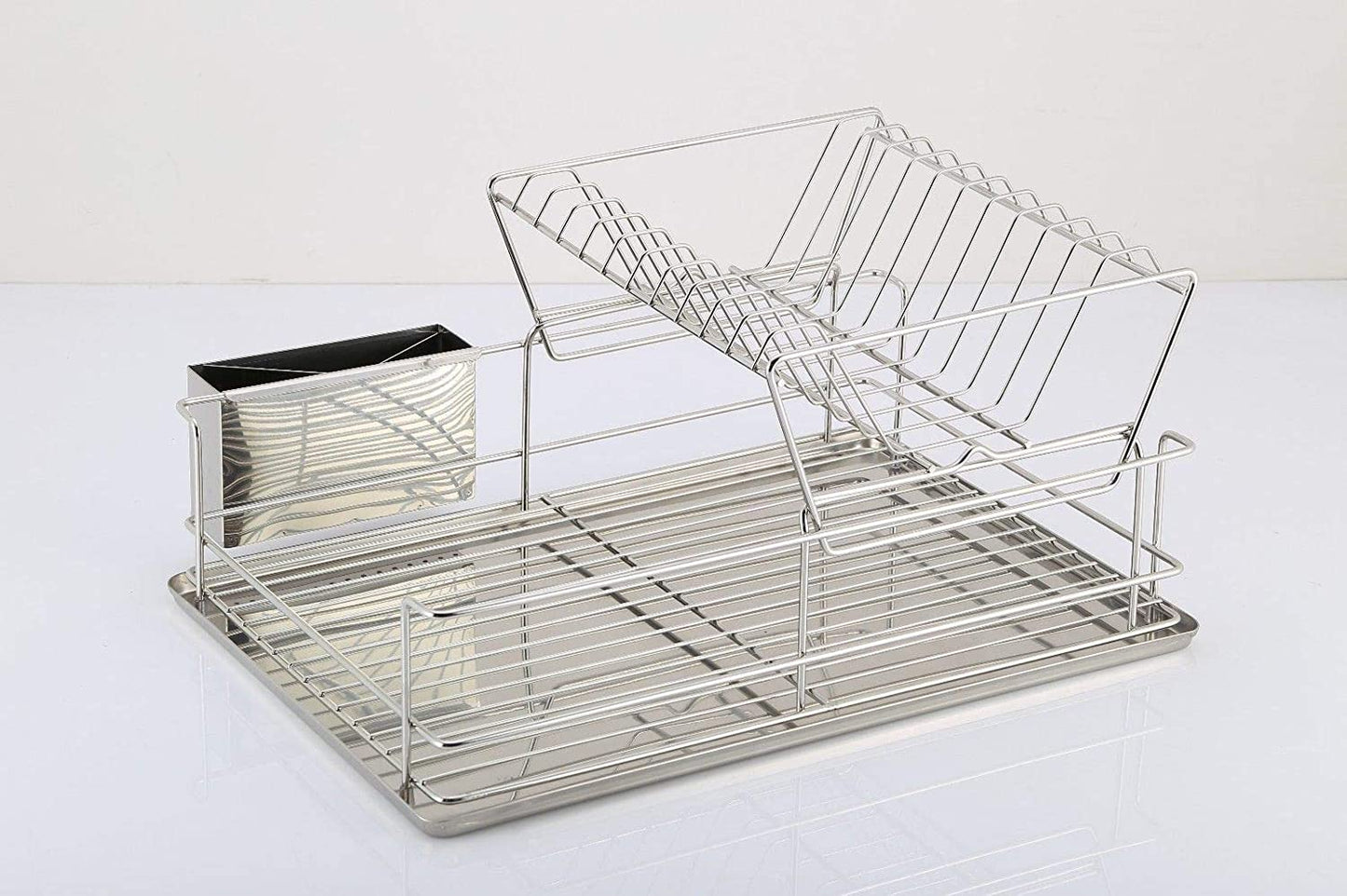 Dish Drying Rack Over The Sink Drainer On Counter with Utensil Silverware Storage Holder, Rustproof Stainless Steel