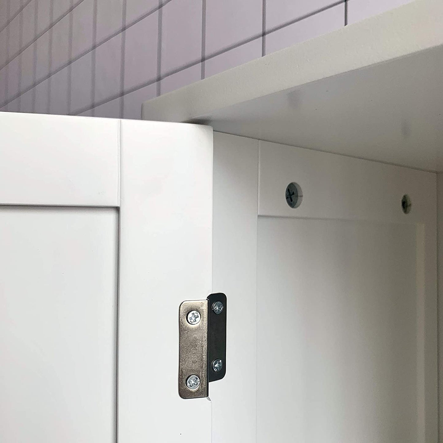 HYGRAD BUILT TO SURVIVE Cabinet White Bamboo Wood Free Standing 2 Door Bathroom Toilet Cabinet Organiser Shelf Cupboard