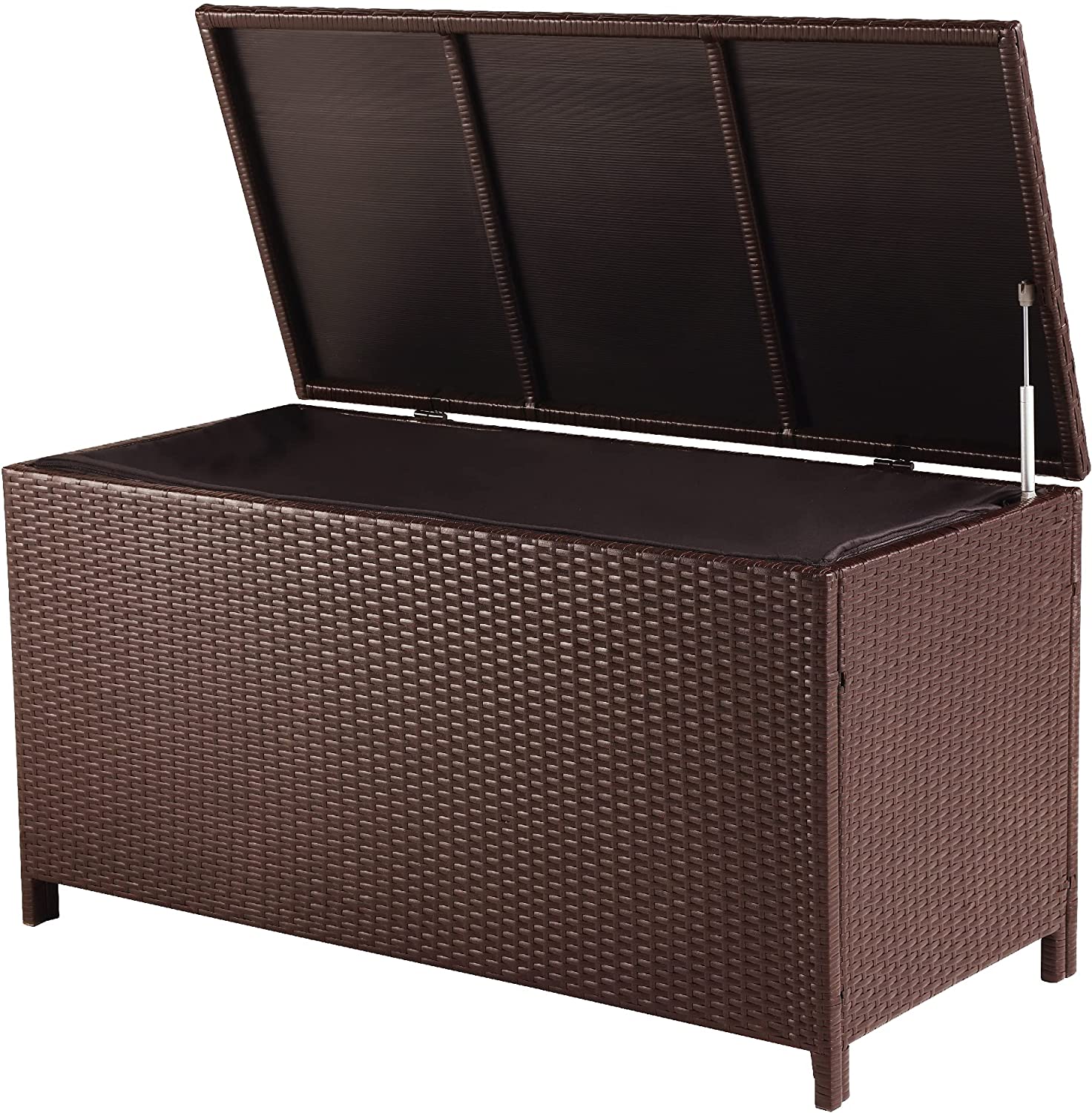 Large Poly Rattan Waterproof Outdoor Garden Deck Storage Organisation Solution Box Chest Ottoman