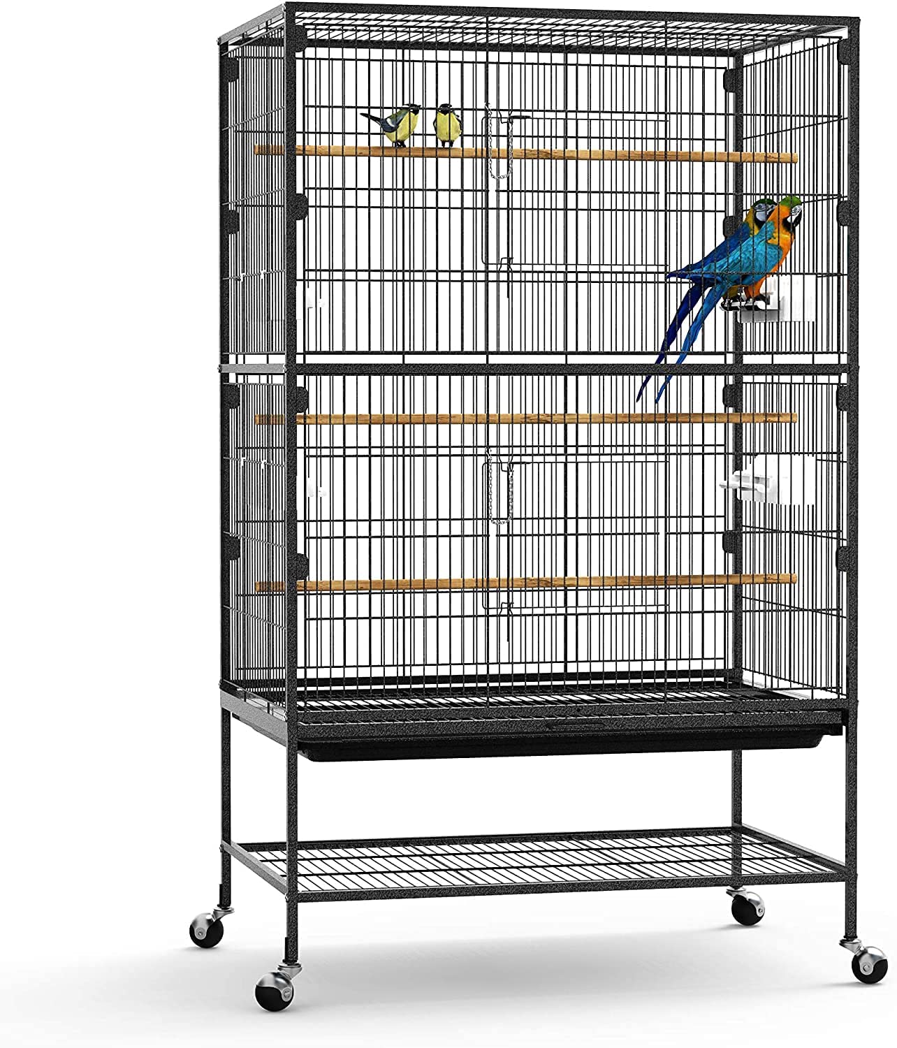 Large 132cm Rolling Portable Metal Bird Cage With Wheels & Tray For Cockatoo Parrot Budgies Canary