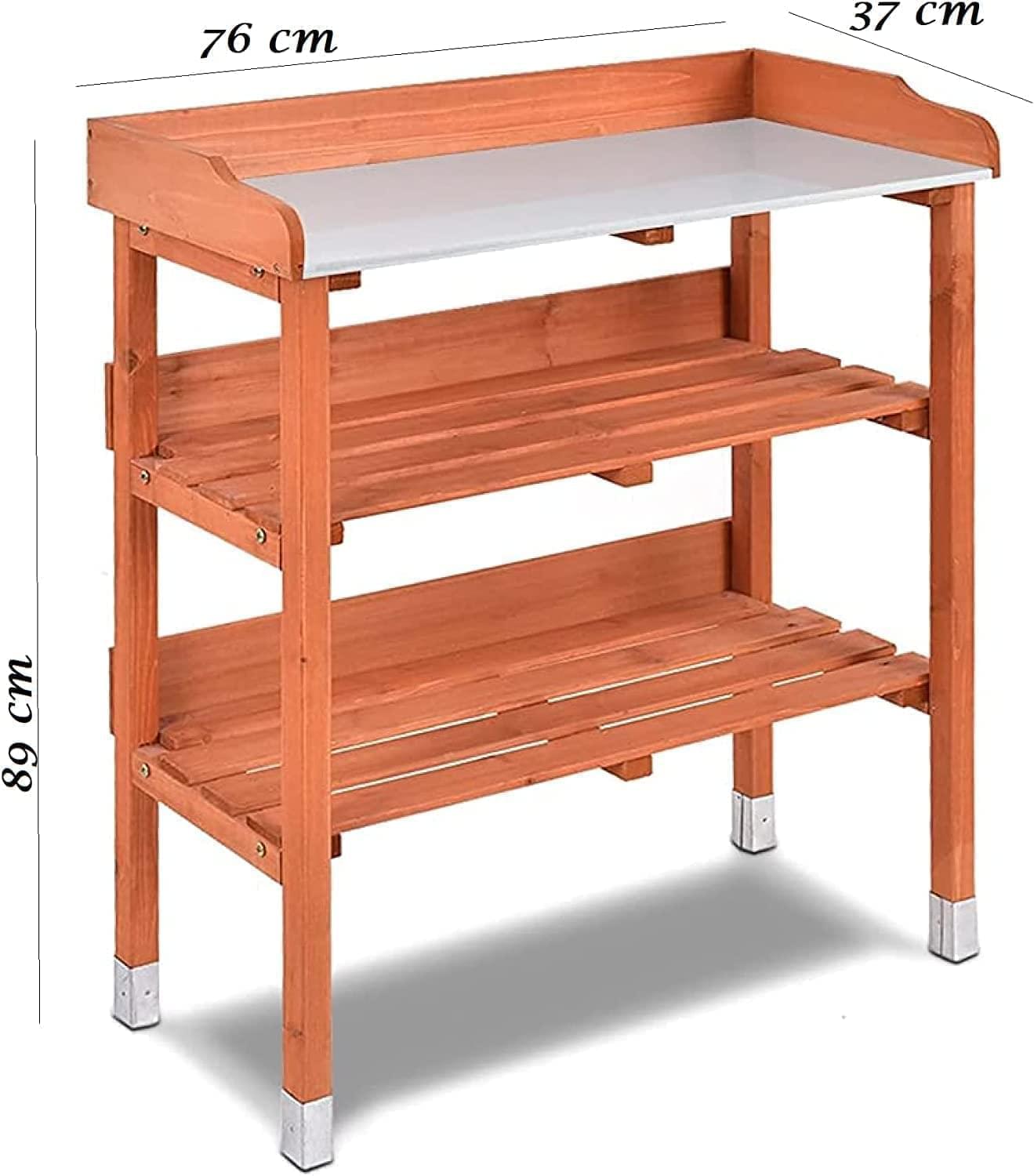 3 Tier Wooden Potting Planting Outdoor Garden Work Bench Table Station Shelf With Drawer