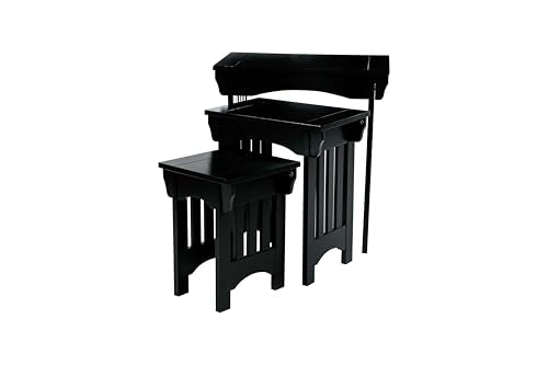 HYGRAD BUILT TO SURVIVE Black Wooden 3 Nesting Tables Traditional Chic Mid-Century with Mission Style Legs For Home Living Room End Coffee Side Table Nightstand