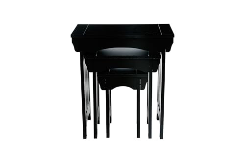 HYGRAD BUILT TO SURVIVE Black Wooden 3 Nesting Tables Traditional Chic Mid-Century with Mission Style Legs For Home Living Room End Coffee Side Table Nightstand