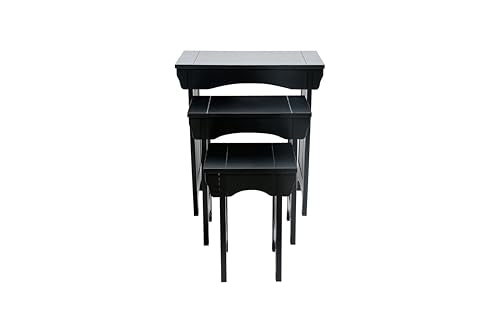 HYGRAD BUILT TO SURVIVE Black Wooden 3 Nesting Tables Traditional Chic Mid-Century with Mission Style Legs For Home Living Room End Coffee Side Table Nightstand