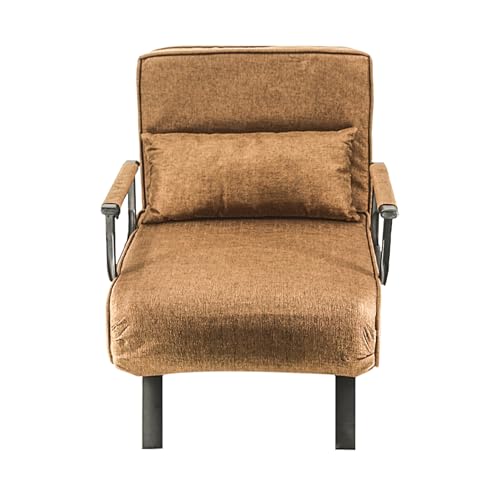 HYGRAD BUILT TO SURVIVE 4 In 1 Folding Foldable Single One Seater Padded Lazy Sofa Chair Bed Chaise Lounger Couch Recliner Sleeper With Pillow In 3 Colours (Coffee)