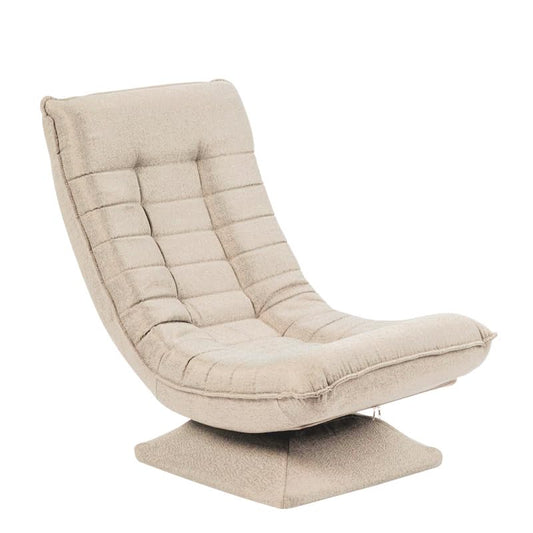 HYGRAD BUILT TO SURVIVE Swivel Armchair Chair, 5-Fold Adjustable Lazy High Lounge, Folding Swing Chair 360-Degree Rotatable With Adjustable Backrest, For Home & Living Room (Cream)