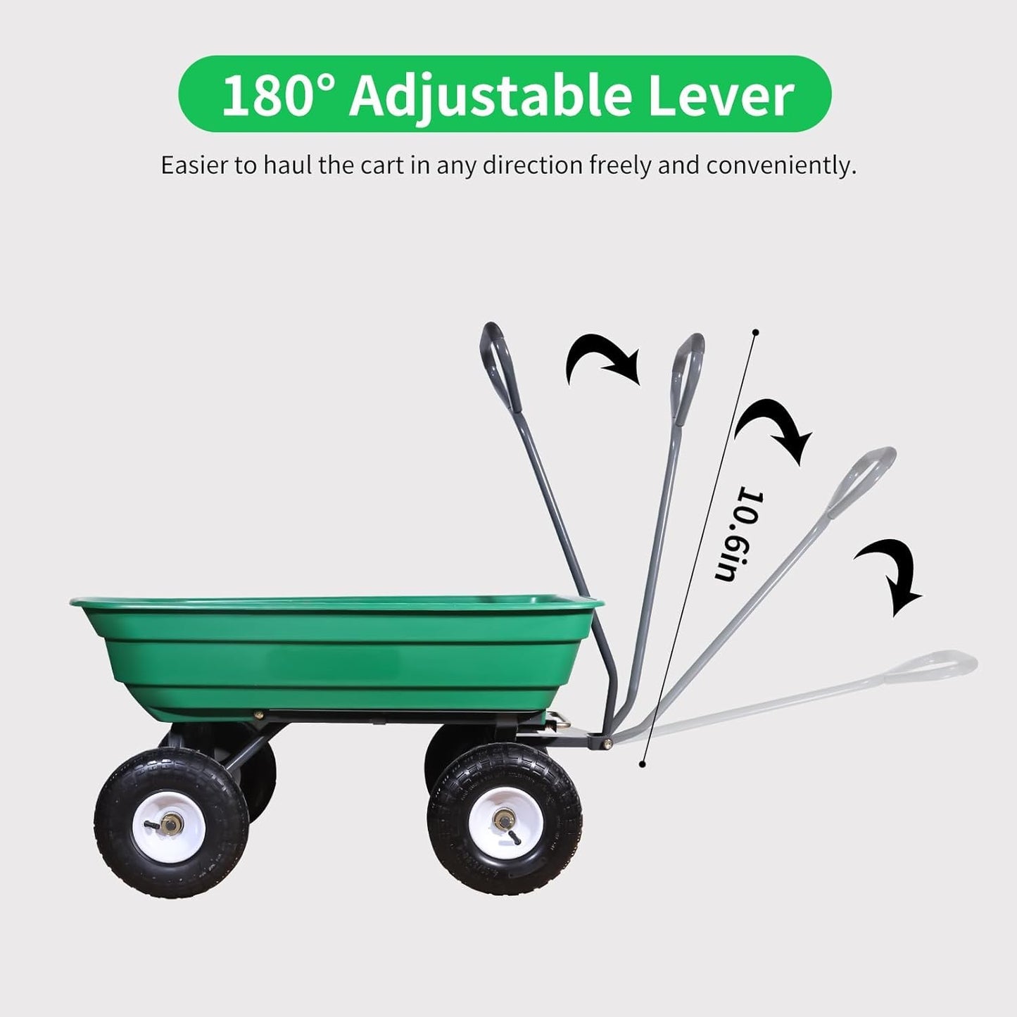 75L Lightweight Rolling Portable Garden Yard Push Dump Cart Beach Wagon Trolley Wheel Barrow