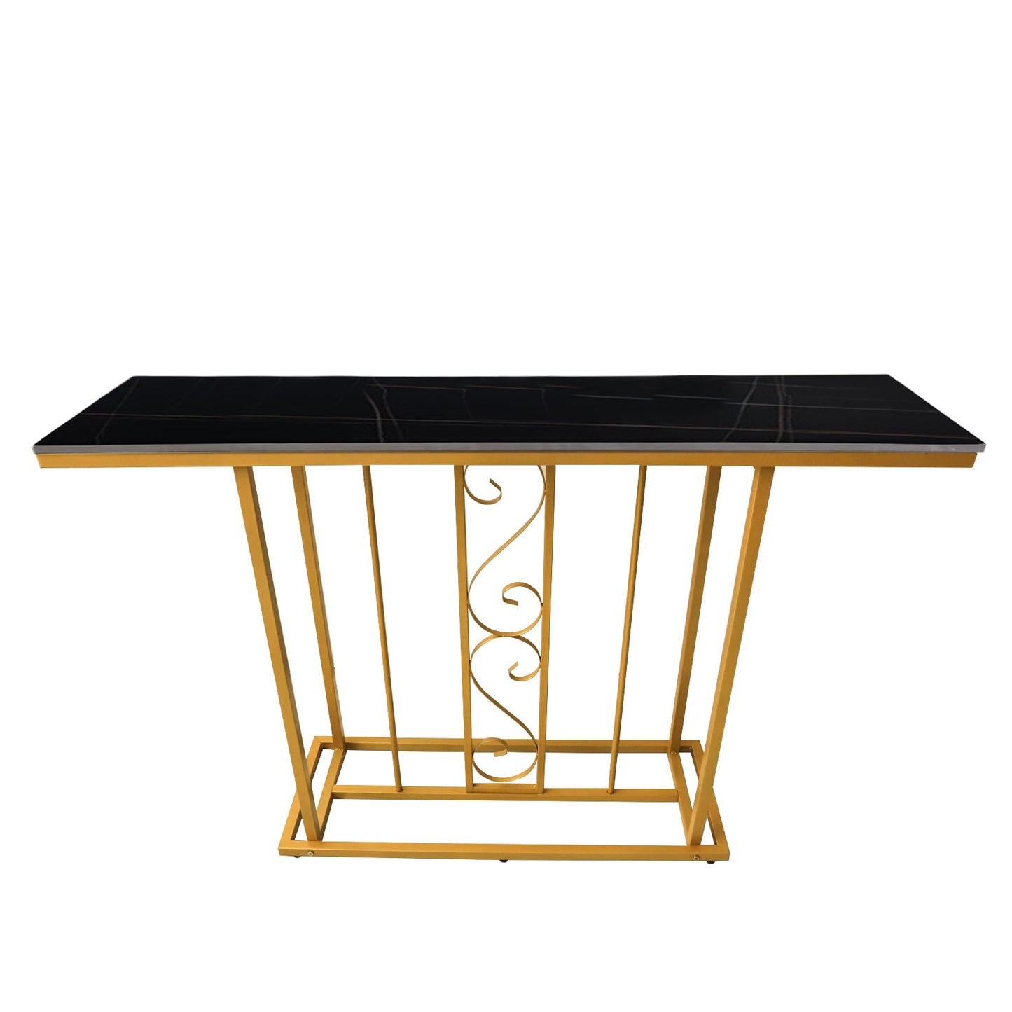 HYGRAD BUILT TO SURVIVE Large Marble Effect Sintered Stone With Metal Frame Free Standing Console Table Hallway Entrance Furniture 120 cm (Black/Gold)