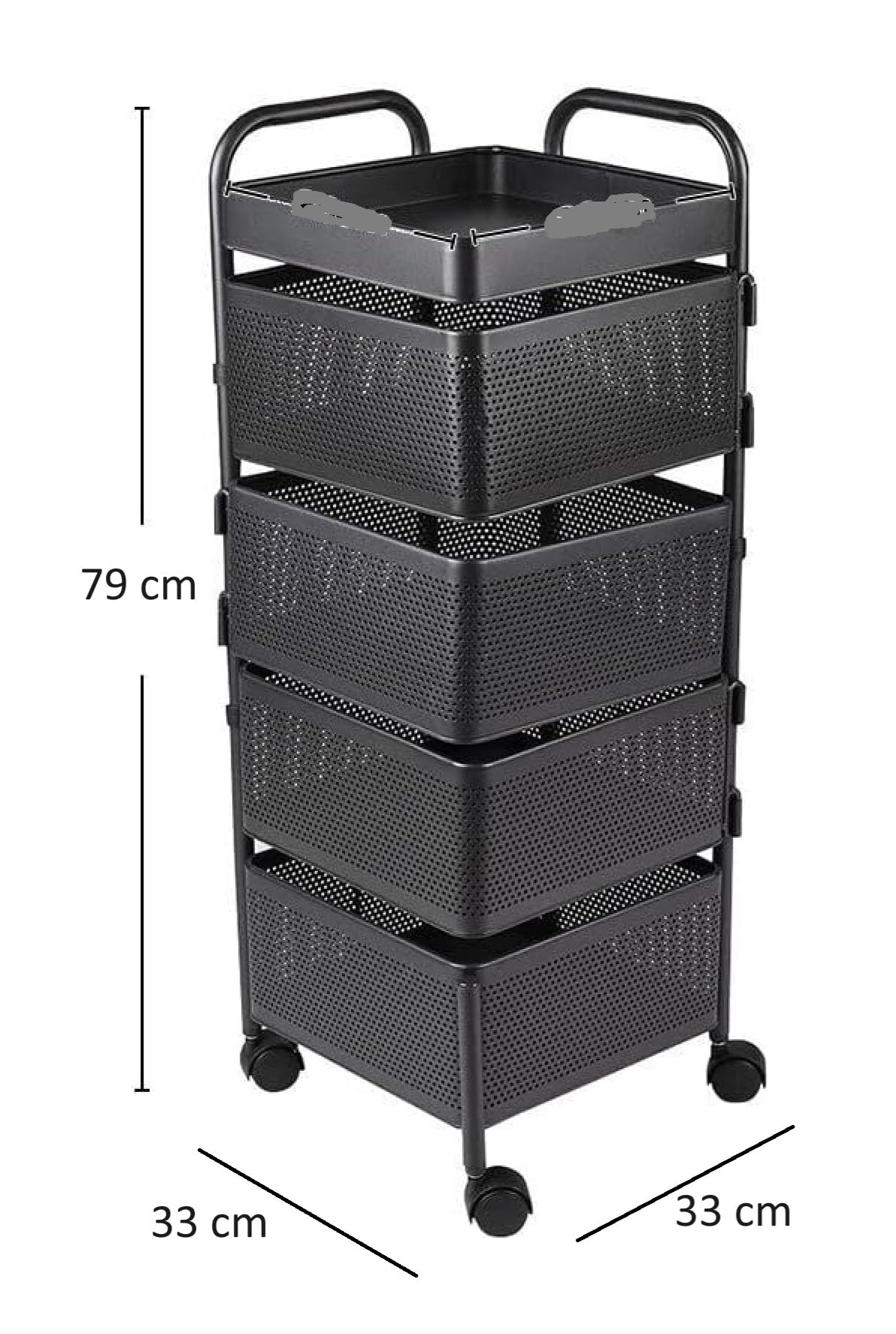 4, 5 Tier Rolling Multi-purpose Metal Rotating Rolling Free Standing Detachable Mesh Potato/Fruits/Vegetable Storage Baskets Shelf Organizer Tidy Kitchen Rack With Wheels (4 Tier)