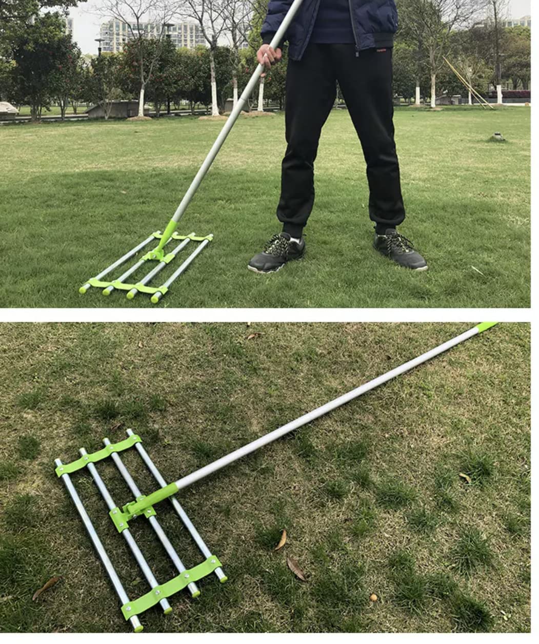 HYGRAD BUILT TO SURVIVE Manual Aluminium/Steel Top Soil Grass Compost Bark Spreader Rake Garden Lawn Backyard Landscaping Rake Tool for Lawn, Lake and Beach levelling Rake Heavy-duty Stainless Steel