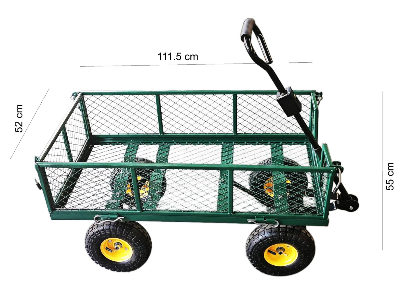 Heavy Duty Steel Mesh Portable Rolling Garden Yard Farm Dump Cart Utility Wagon Beach Trolley 180° Rotating Handle With 4 Pneumatic Wheels