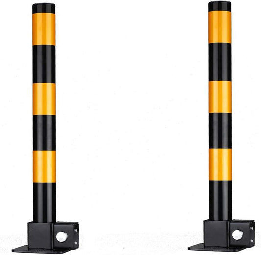 2 x Steel Removable Folding Security Safety Parking Driveway Vehicle Post Bollards Barriers