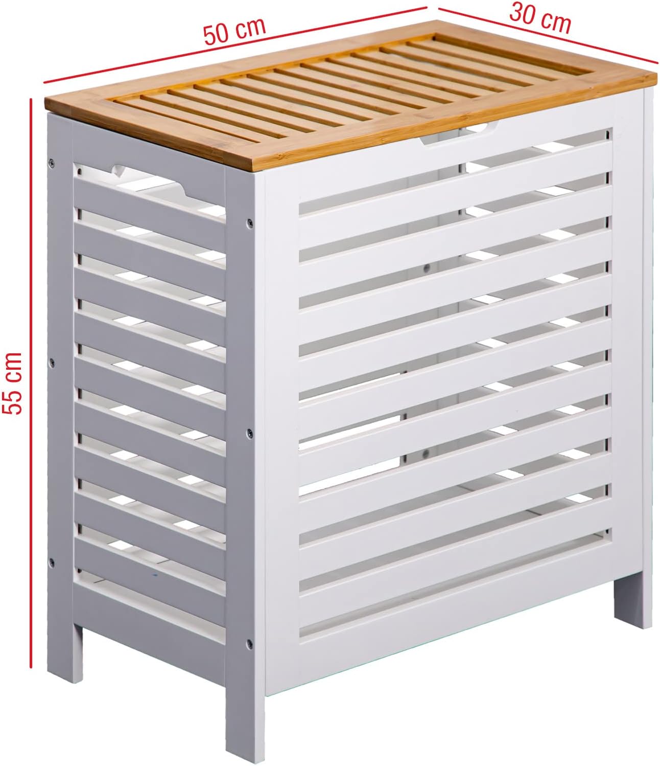 Large White/Oak Wooden Laundry Clothes Bin Basket Rectangle Hamper Storage Bathroom Bedroom Lid