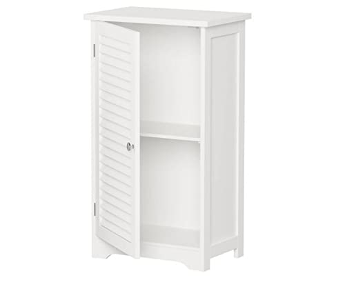 White Wooden Free Floor Standing Bathroom Home Office Linen Cabinet With Shutter Door Bathroom Living Room Bedroom Hallway Wooden Organiser Unit